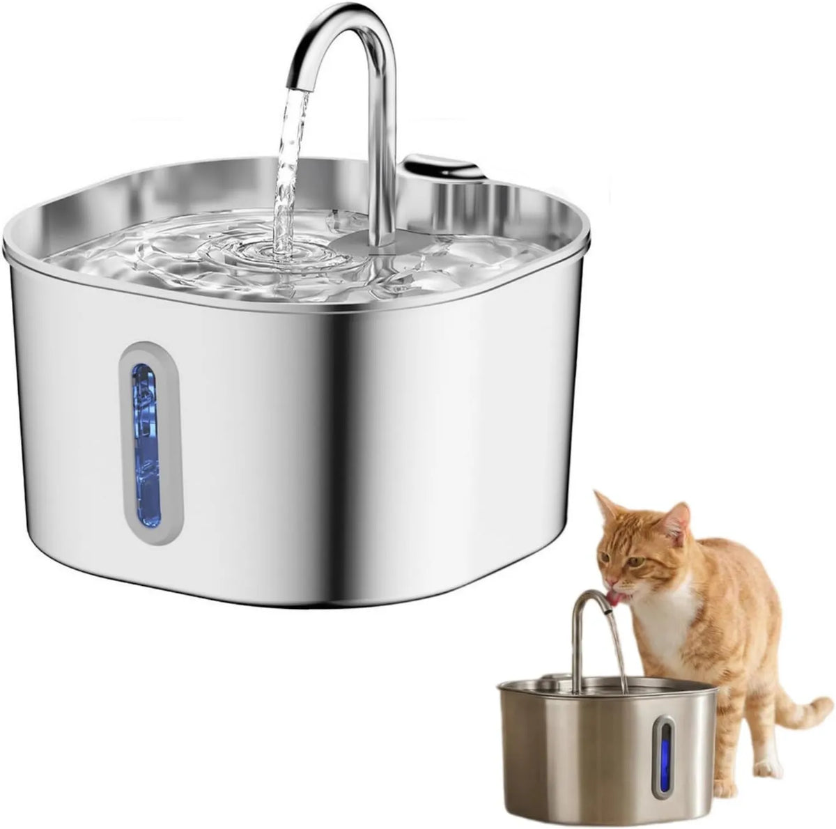 MEIION, Dispenser, 2, 2 l, tłumik, stal nierdzewna, do kotu i petit Dog, Deltee