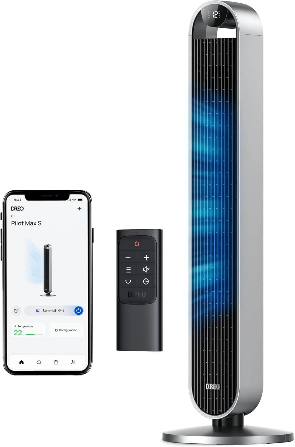 DREO, Wentylator, 25 dB, WiFi, tłumik, 4 tryby 12-biegowe, sterowanie APP, 120 ° oscylacji