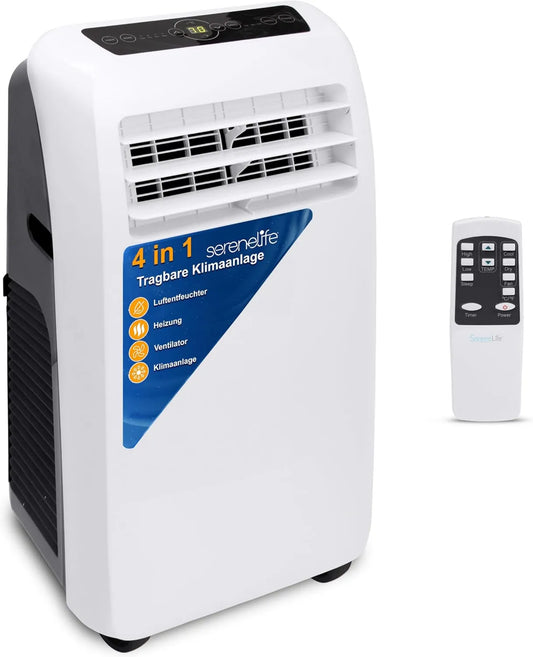 Klimatyzator, 9000 BTU, 20 m², zdalne sterowanie, SereneLife Klimatyzator mobilny 9000 BTU 4 w 1, osuszacz powietrza + ogrzewanie