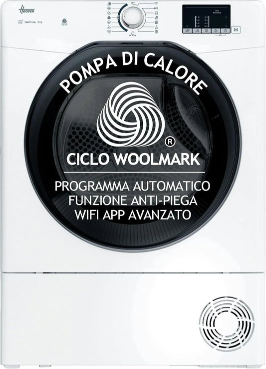 Hoover EH8N2DBE-S DRY 350, 58,5 cm, 85 x 60 x 58,5 cm, 16 programów, sterowanie WiFi, H- suszarka 8 kg, pompa ciepła