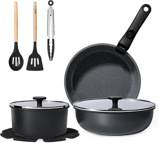 GiPP, Naczynie do gotowania, zdejmowane, czarne, naczynia, 11 szt. Zestaw zapiekanek oraz Poele Induction and Removable Handle