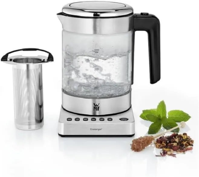 WMF, czajnik elektryczny, 1 l, 1900 W, uchwyt na gorąco, Stal nierdzewna & Kompaktowy Design 0413180012, 5 poziomów temperatury