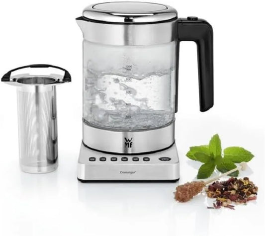 WMF, czajnik elektryczny, 1 l, 1900 W, uchwyt na gorąco, Stal nierdzewna & Kompaktowy Design 0413180012, 5 poziomów temperatury