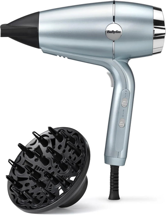 BaByliss suszarka do włosów, D773DE Diffuser, 2100 W, profesjonalny, 2 strefy temperatur, 2 prędkości, niebieski, do połysku