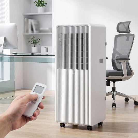 HUGGWRT klimatyzator przenośny, Klimatyzator, przenośny, instalacja ścienna, minutnik, oscylacja, 10000 Btu, bez mocowania ściany, Dostarczone z gniazdem UK