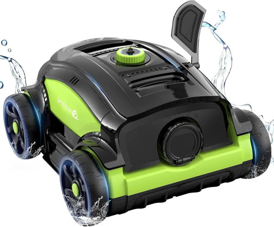WINNY POOL CLEANER, WINNY POOL urządzenie czyszczące Odkurzacz, WINNY POOL 300II, czarny, czyściciel basenów do basenu na zewnątrz -Sol 100 m²-Czarny zielony, 120 Min, urządzenie czyszczące Winny Robot Basen, LED