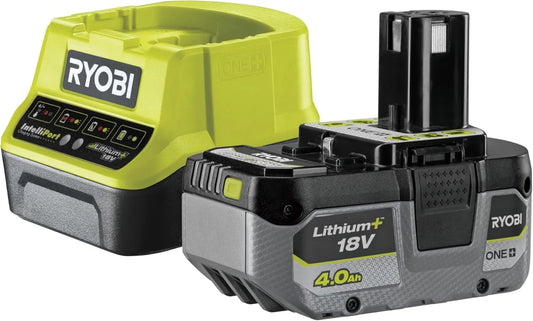 RC18120-140XG akumulator do elektronarzędzi, 4.0Ah, Ryobi Zestaw Akumulator 18V z Ładowarką, Pojemność Akumulatora 4.0Ah, Szybka Ładowarka 2A