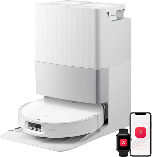 roborock robot sprzątający, Odkurzacz, czyszczenie self Serpillar w 75°C, Vocal & App sterowanie, 18500 Pa, wielofunkcyjny Stacja 3, 7, 98 cm