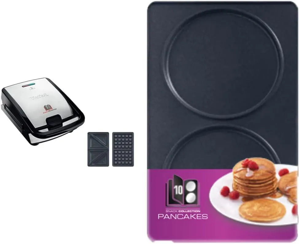 Tefal gofrownica / opiekacz, SW852D Kolekcja przekąsek, w tym Gaufres i Croque, 2 Płyty wymienne, czarny / Inoxgeous stal