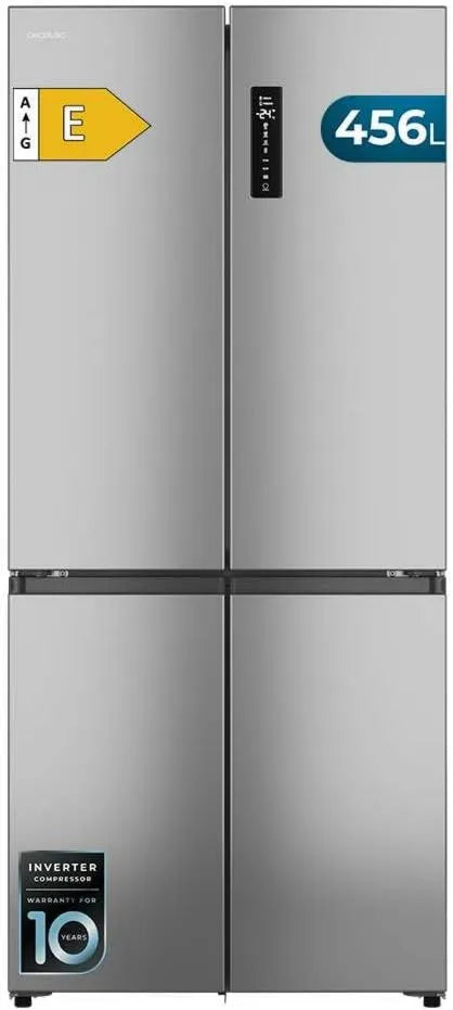 Cecotec chłodziarka do napojów, Bolero CoolMarket 4D Lodówka, 456 l, No Frost, Inwerter, stal nierdzewna, Wysokość 189 cm i 83 cm Szerokość, Lodówka 4