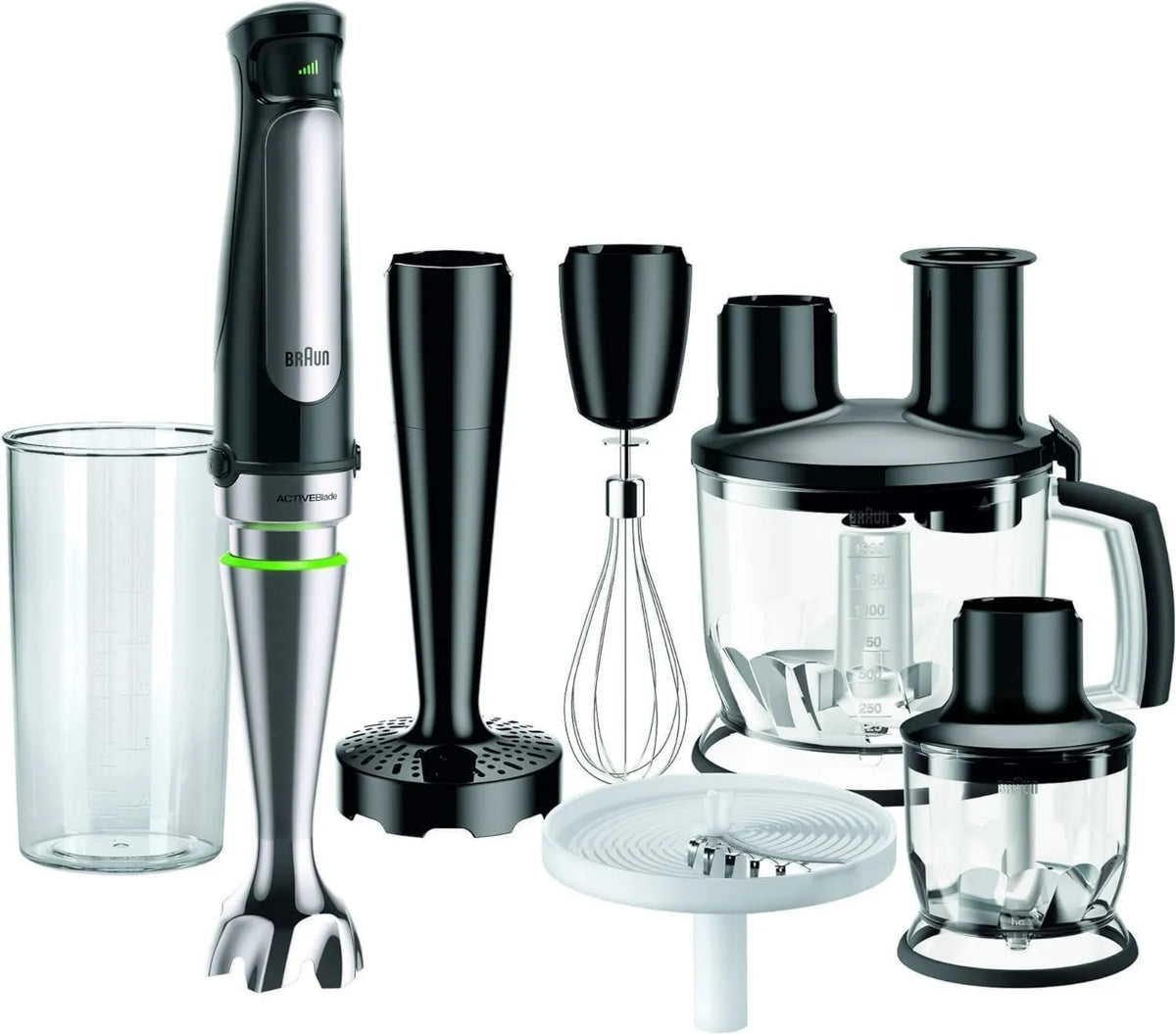 Braun blender ręczny, MQ7087X Blender, 1, 5 l, 1000 W, czarny, 600 ml szkło dozujące, MultiQuick 7 600 mL