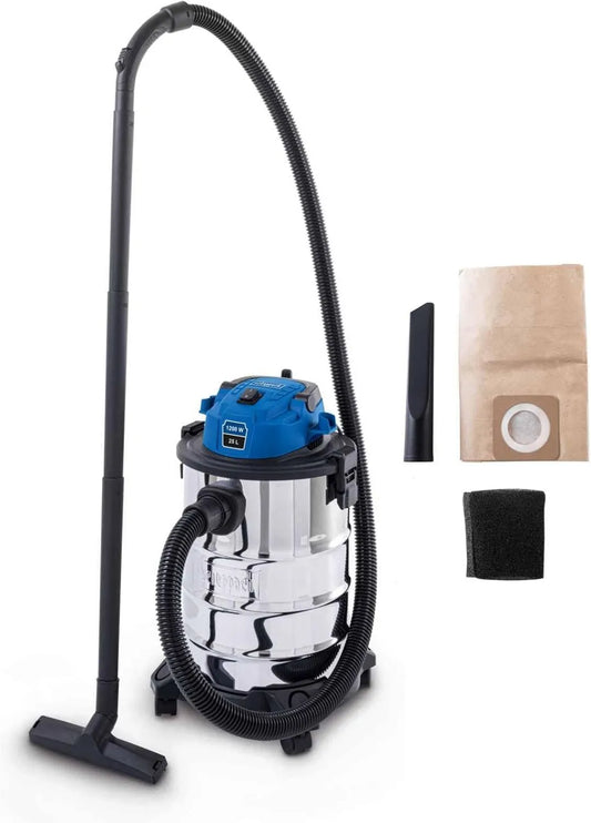 Scheppach, VC25- 20 Odkurzacz, 25 l, 60 Hz, 1200 W, 240 V, Napięcie 220- 240 V ~ / 50 / 60 Hz, Moc silnika 1200 W, Zbiornik odzyskowy 25 l VC25-20