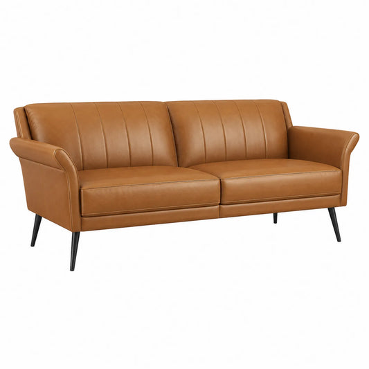 Sofa skórzana brązowa 210x85x90 cm