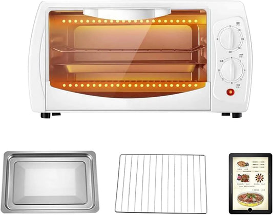 JFGCTYHXY mini piekarnik, Piec elektryczny, regulowana temperatura od 70 do 230°C, licznik, biały, 60 minut