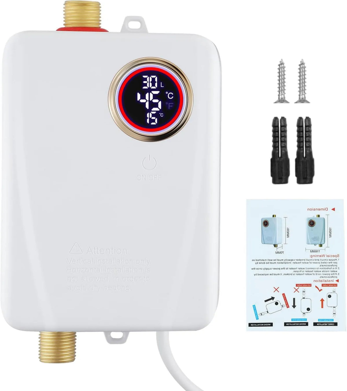 ExKeen, Ogrzewacz wody W 220 IPX4, 3500 W, 20 do 50°C, 220 V, IP65, wyświetlacz LCD, 2 strefy temperatur