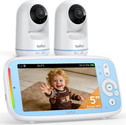 BOIFUN, 3050 mAh Babyphone, Monitor wideo dla dzieci, Płyta IPS