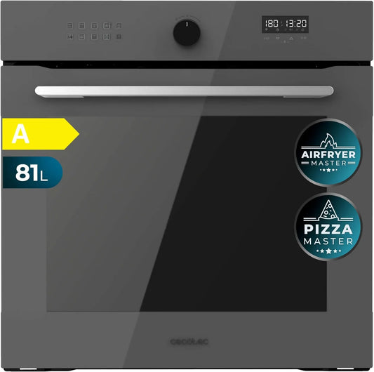 Cecotec piekarnik do zabudowy, Bolero Hexa AF316000 Elektryczny piec do pizzy, 60 cm, 81 l, 3400 W, 11 programów, built- in, efekt 3D, rozmrażanie, szary, Asist para