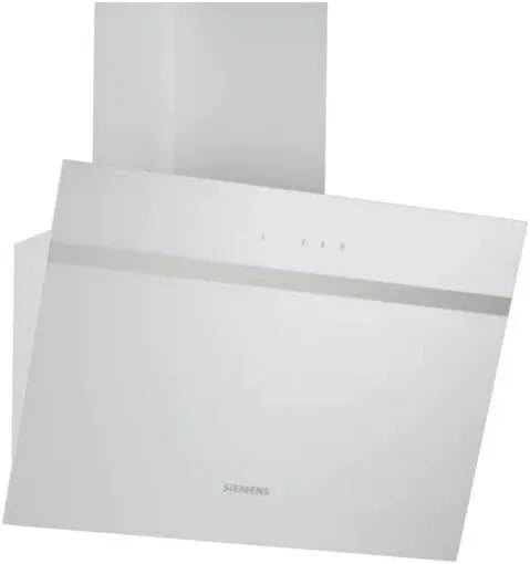 SIEMENS okap kuchenny, iQ100 LC65KDK20, 60 cm, oświetlenie LED, instalacja ścienna, dotyk, biały, touchControl, filtr smarowy