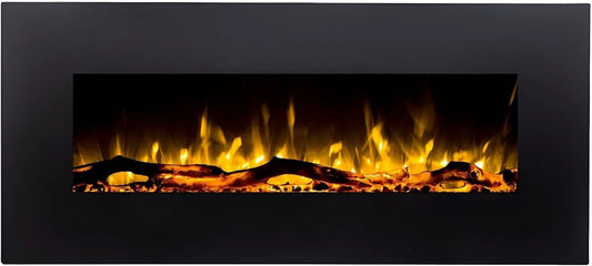 Vente-unique kominek elektryczny, L110 P14 Wall Lalita Kominek, Jednorazowa sprzedaż, L110 x P14 x H49 cm, Czarny