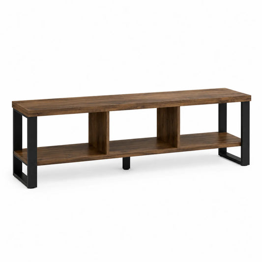 Szafka RTV z płyty drewnopodobnej z metalowymi nogami ciemnobrązowa 120x40x50 cm