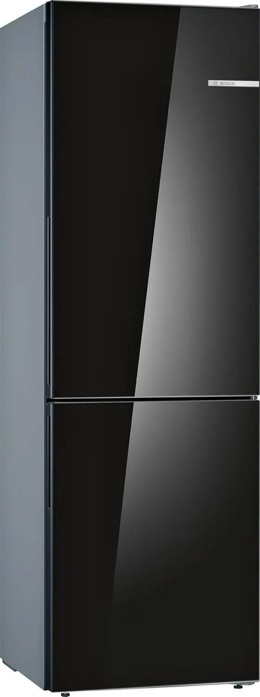 Bosch lodówka, KGV36VBEAS kombinowana, 214 l, 186 x 60 cm, z zamrażarką, czarny, VitaFresh, Seria 4, stojąca na zimno, LowFrost, Easy Clayette