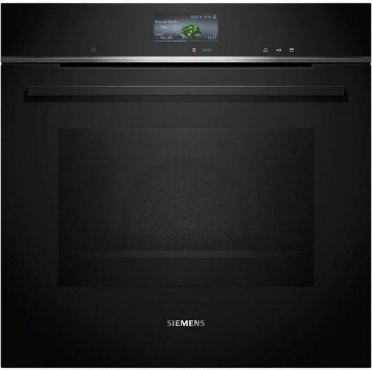 SIEMENS piekarnik do zabudowy, iQ700 HR776 G1B1 Piec elektryczny, 60 cm, 71 l, wbudowany, dotykowy, blokada, Dom Connect, czarny, TFT Touchdisplay, 19 Heizarten