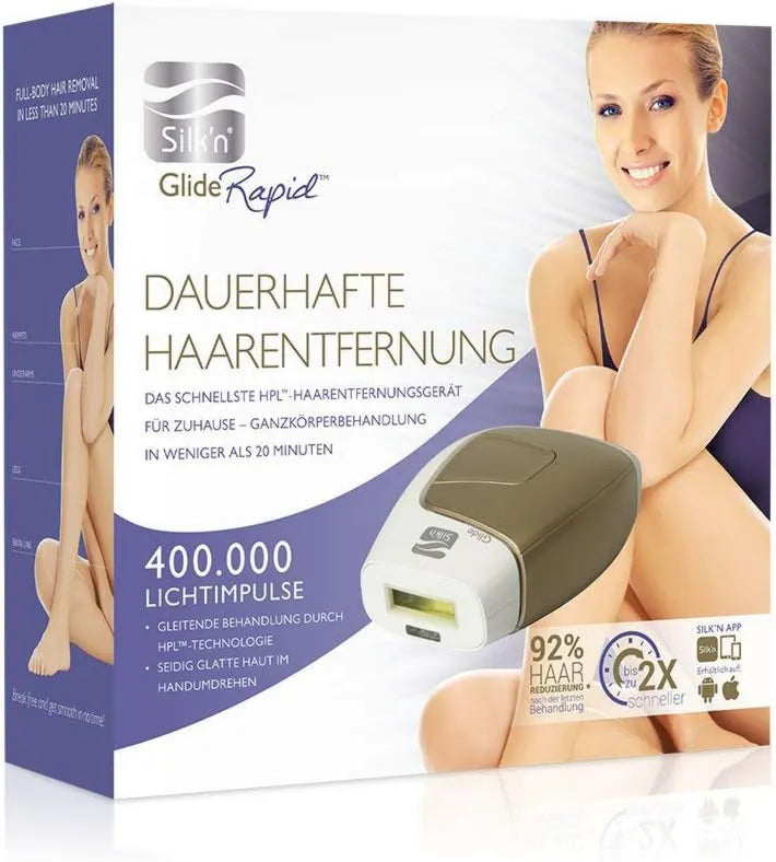 Silk'n depilator IPL, Silk 'n Glide Rapid, 400, IPL Depilator pulsu, 000 błysków świetlnych
