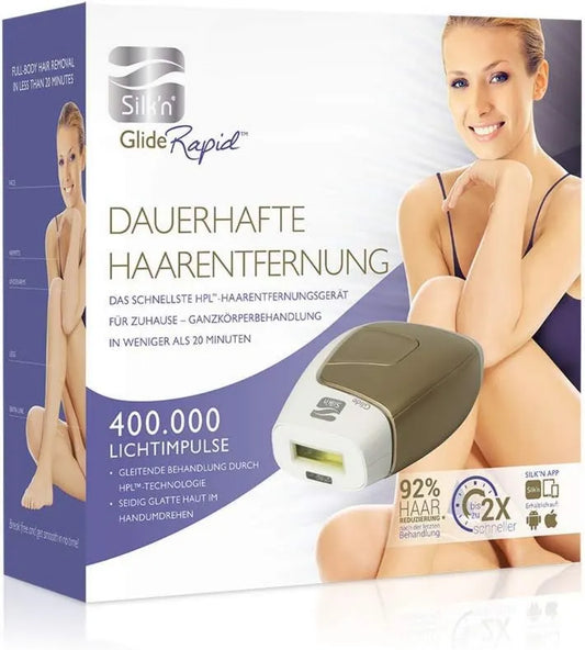 Silk'n depilator IPL, Silk 'n Glide Rapid, 400, IPL Depilator pulsu, 000 błysków świetlnych