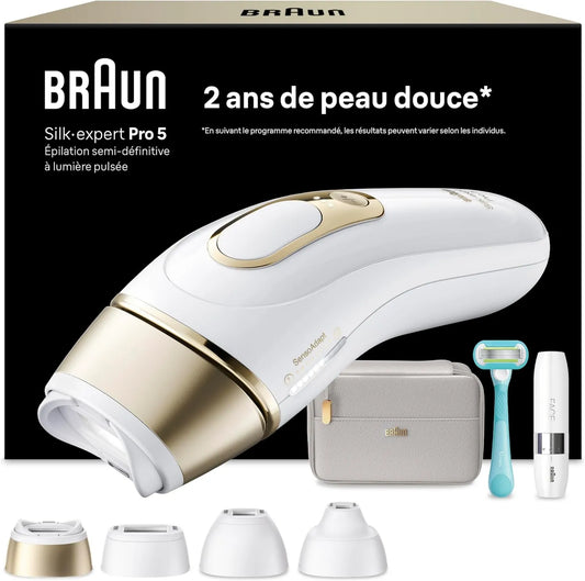 Braun depilator IPL, PL5412 Biały i złoty, Epilator Lumiere Pulsee Silk · ekspert Pro 5