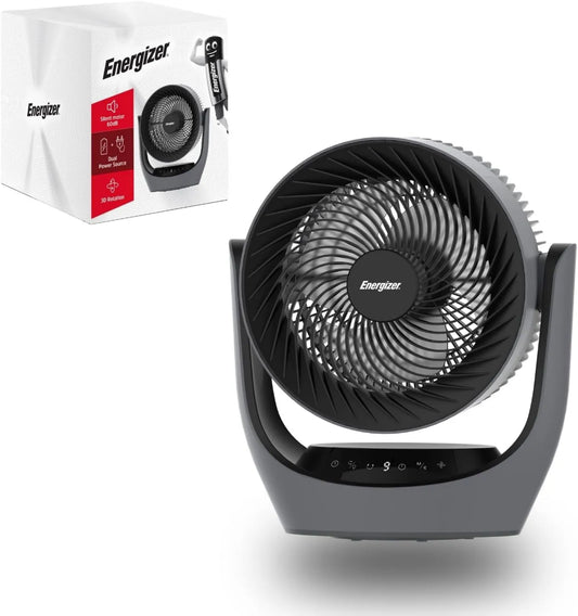 Energizer, Wentylator, 888 m3 / h, 35 dB, przenośny do odzyskiwania 3600 mAh, oscylacja 90 °, USB, cichy, szary, 4h Autonomia