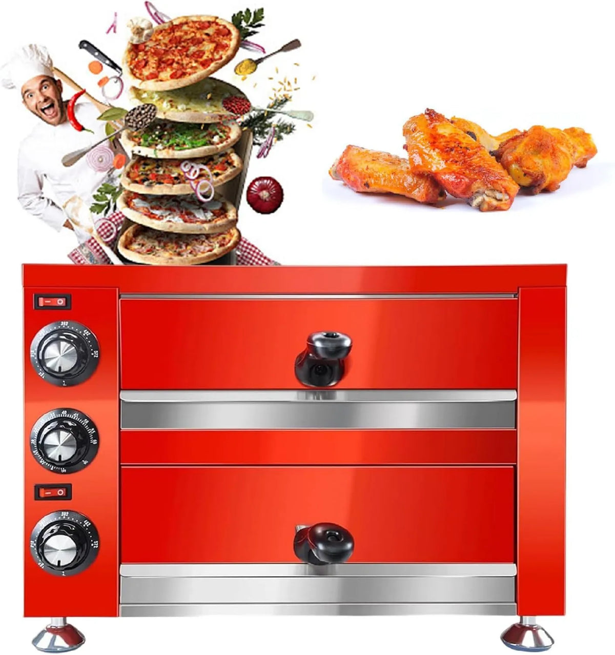 XSDAJSD piec do pizzy, Elektryczny mini piekarnik do pizzy, 12 cali, grill, profesjonalny, stal nierdzewna, 220