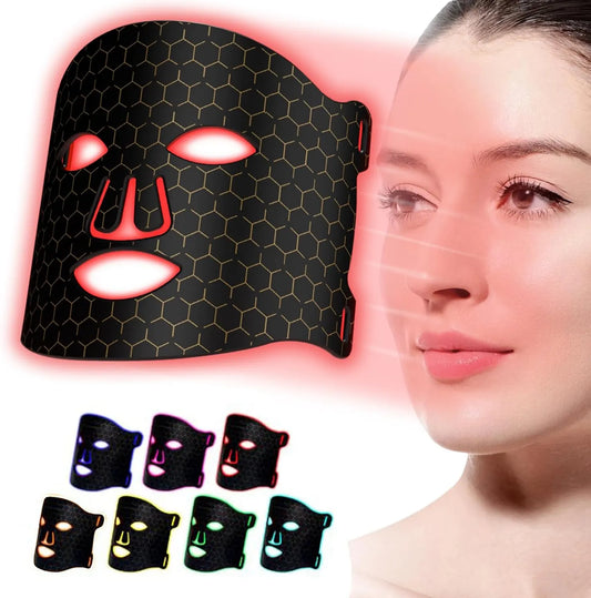 Eshomey, wielokrotnego ładowania, LED maska do terapii światła z 7 trybami, LED maska twarzy, Red terapia światłem Mask 7 funkcji ze sterownikiem, Mask