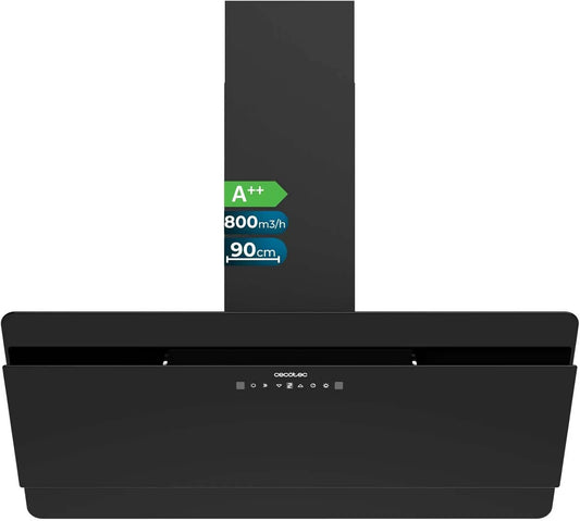 Cecotec okap kuchenny, Bolero DT strumień 800m3, h kaptur ssący, 90 cm, 210 W, 800 m3 / h, oświetlenie LED, Boost, dotyk, 3 poziomów, czarny, 210 W m3/h