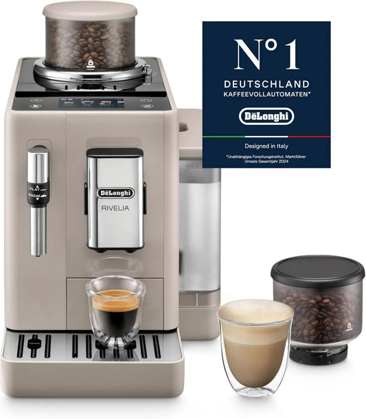 De'Longhi EXAM440.35.BG ekspres do kawy, 250 g, sterowanie dotykowe, praca automatyczna, Rivelia, kompaktowy rozmiar, kolorowy ekran dotykowy