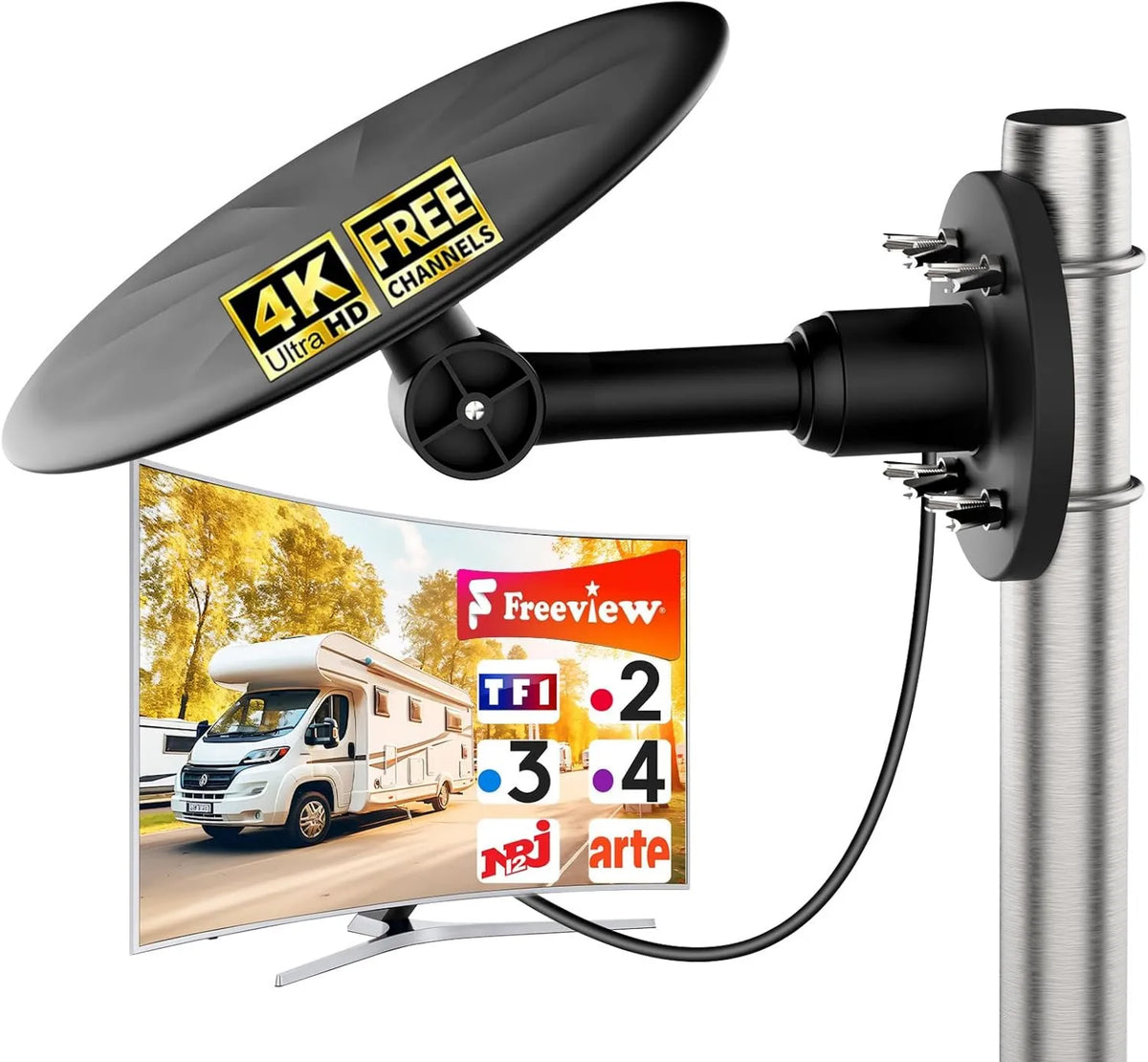 SZKALAK, Inteligentna telewizja, TV, 4K UHD, do użytku na zewnątrz, DVB- T2, Wytrzymałość na pogodę, Inteligentna telewizja Kompatybilna DVB-T2