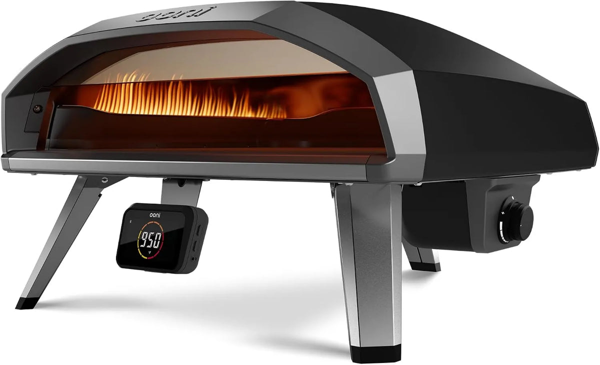 Piec do pizzy, 53 cm, 45 cm, funkcja grilla, Ooni Koda 2 Pro 50 mbar niebieski łupek gazowy piec do pizzy, piec ogrodowy do grillowania