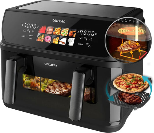 Cecotec frytkownica beztłuszczowa, Odkurzacz powietrza, 10 l, 2800 W, 40 do 200°C, grill, wyjmowany, 2 strefy temperatury