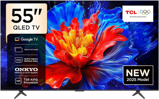 TCL telewizor, Google 55P8K -UK Smart TV, 55 cali, 144 Hz, TV, 4K UHD, QLED, HDR, dźwięk Dolby 55P8K-UK