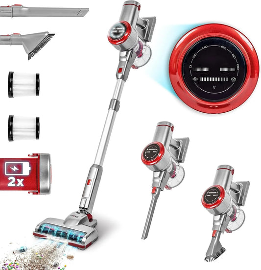 Duronic odkurzacz pionowy, Odkurzacz, 220 W, VC28, 3 prędkości, 50 Min autonomia, Elektryczna miotła Rechargeable 220 W z 2 Baterie, Filtr HEPA