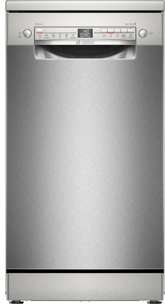 Bosch zmywarka, SPS2HKI55E do naczyń, 45 cm, Home Connect, szczupły format, antyśladowa szczotkowana stal, 65°C Express Programme, Series 2, Free- stojący, Maxi Box