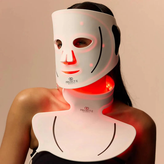 Project E Beauty, Lumalux Face +, Projekt E Beauty Pro LED Light Face i Maska szyi, 1600 LED, 7 + 2 kolory 460 ~ 1072nm, LED Maska z czerwonym światłem +