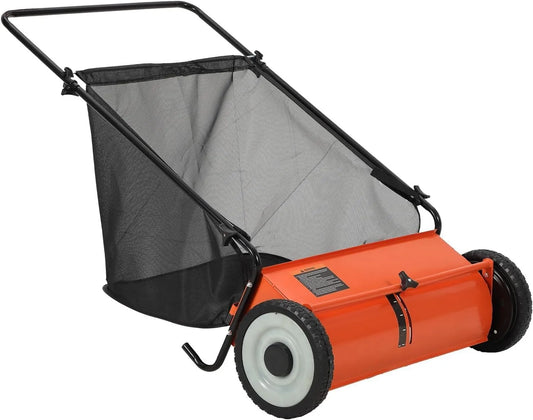 Garvee, Orange + czarny, sweter trawa Zręczny, Szerokość 53 cm, 4 Szybkie szczotki, Duży worek 99 l, Regulowany wzrost, Stalowe podwozie