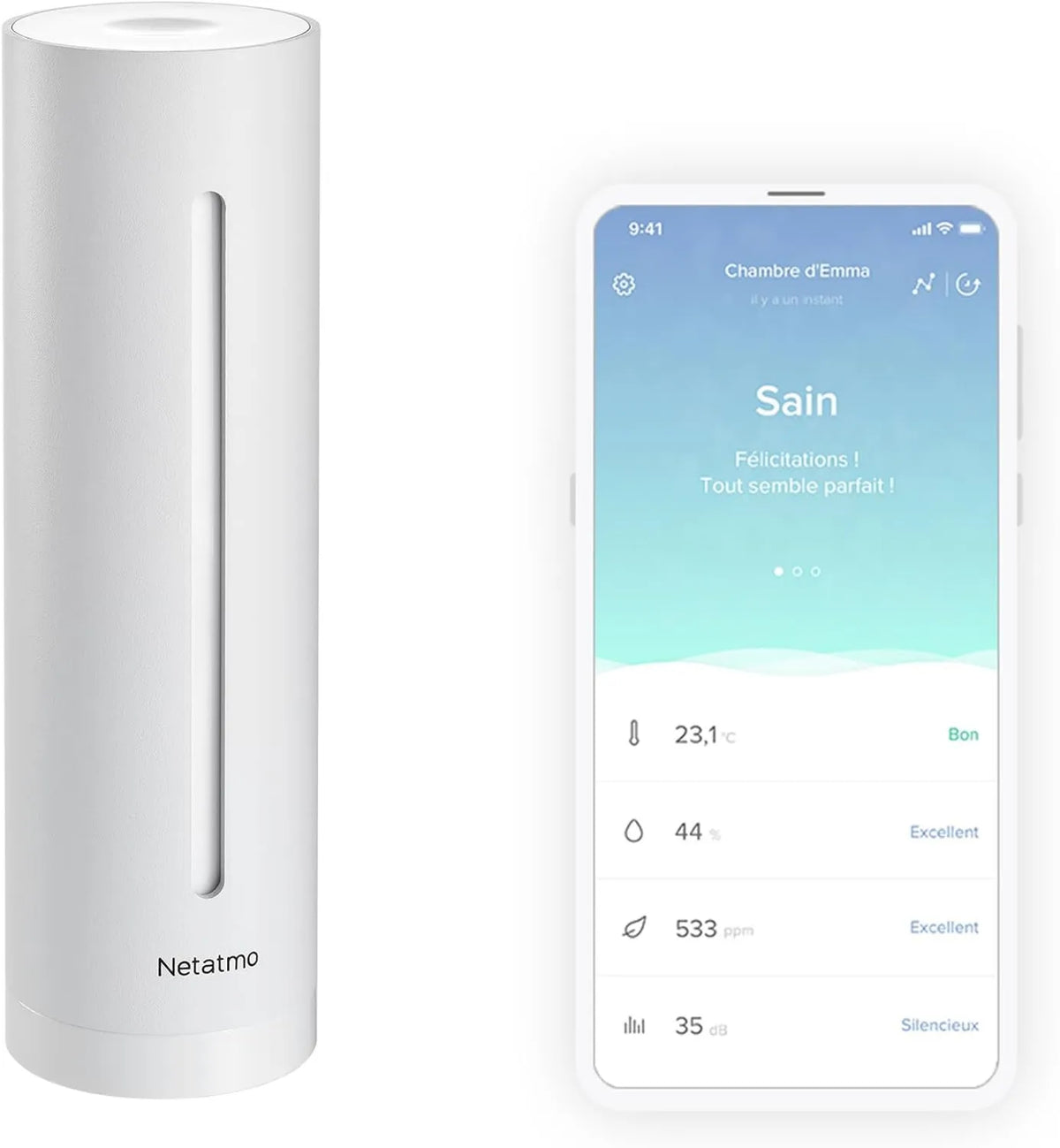 Netatmo, Detektor CO2, Czujnik, 2 strefy temperaturowe, biały, Dom