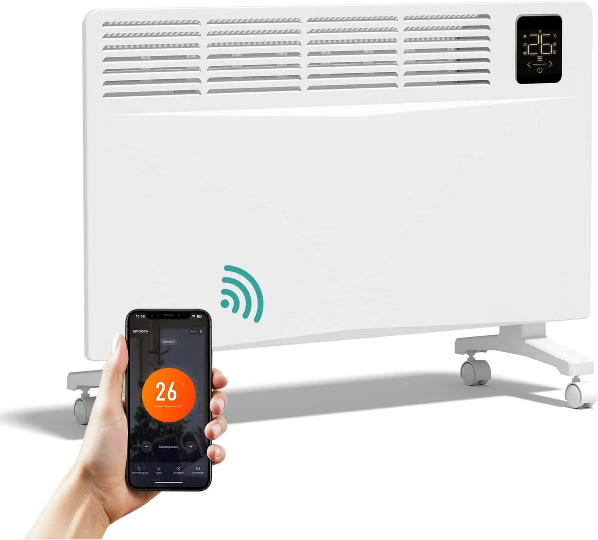 EMKE, Grzejnik elektryczny, 2000 W, Wi-Fi, aplikacja, biały, Kontrola aplikacji, Konwektor Wi-Fi