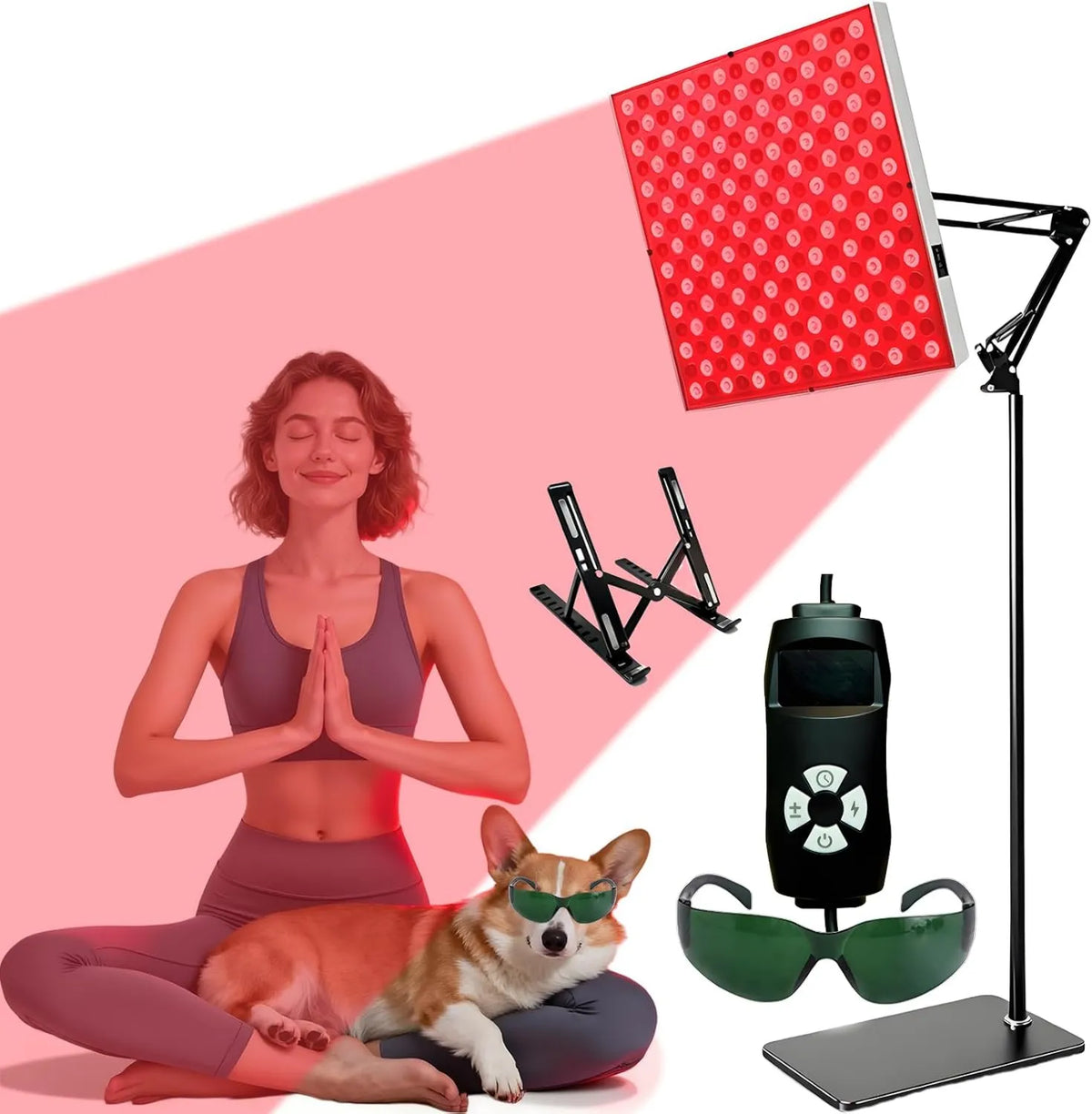 Warmforwel, 660nm 850nm Lampa, 31 × 31 cm, 10 Hz, zegar, 5 poziomów, biały