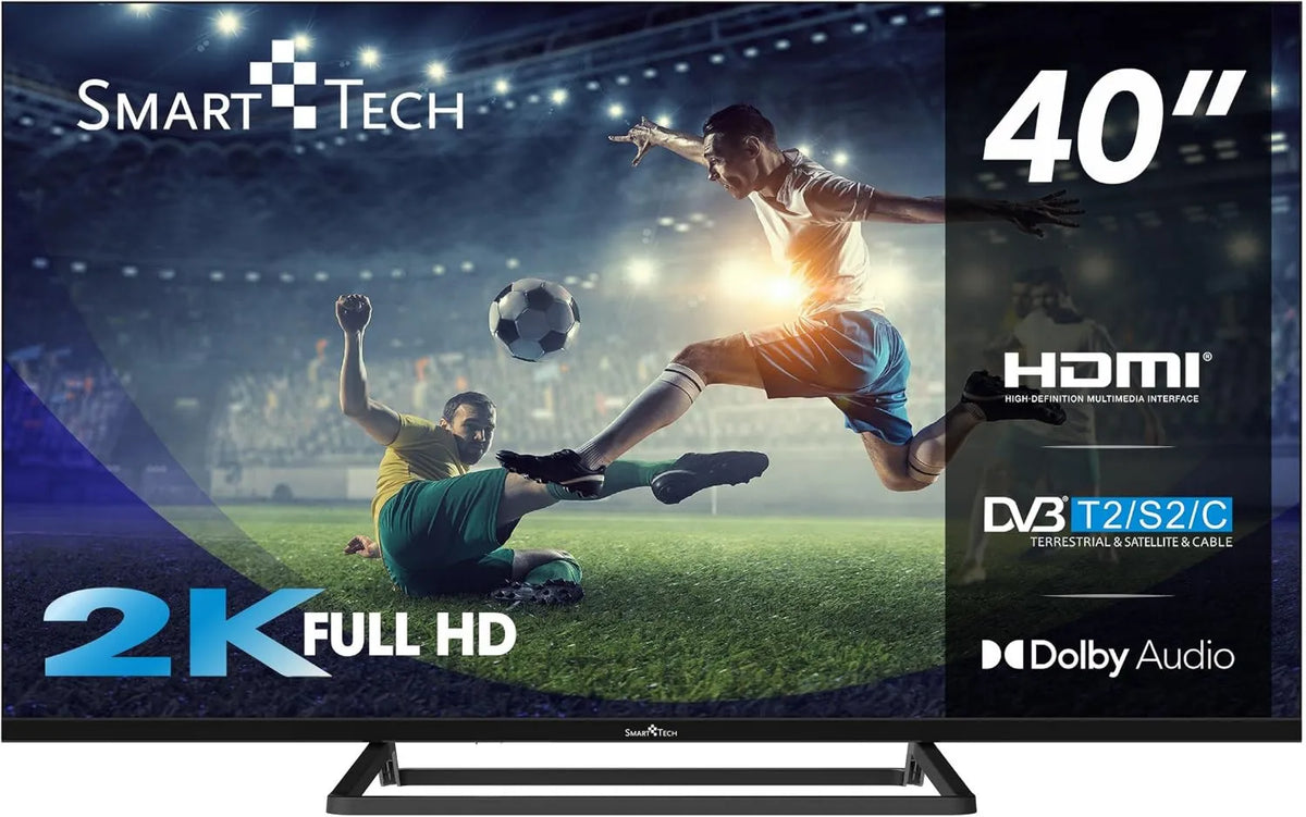 Smart Tech telewizor, Smart TV 40FN01 V3 H.265, 40 cali, 3 HDMI, 2 USB, TV, potrójny tuner DVB- T2, S2, dźwięk Dolby, Full HD, 101 cm, 2xUSB DVB-T2
