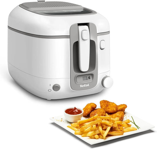 Tefal frytkownica beztłuszczowa, FR3141 Biały / szary, Super Uno Fry, Pojemność do 1, 2 kg, Termokodownia, Cyfrowy zegar, Wkładzie z filtrem odpornym na zapach